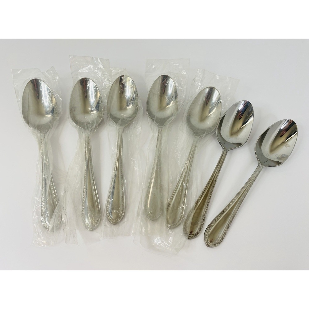 Mikasa Sinclair-Belvedere Stainless Oval Soup Spoons 7 3/8" Set Of 7